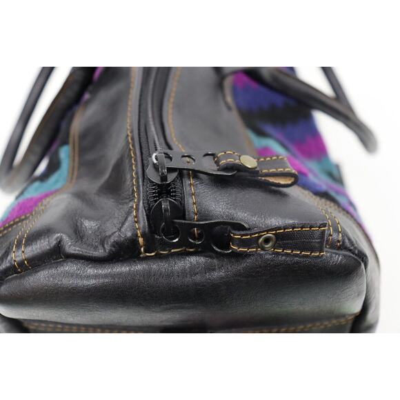 Give Thanks Hand Crafted Leather and Woven Large Weekender Duffle Bag MSRP $500+ - Picture 12 of 16